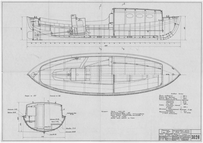 3028_ПрогулочныйКатерПКС11_КонструктивныйЧертеж_1958